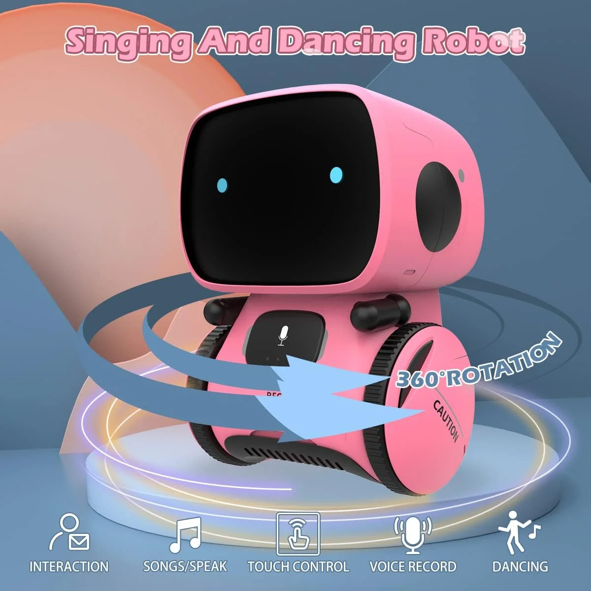 Interactive Smart Robot with Touch Sensor, Voice Control, Speech Recognition, Singing, Dancing, Repeating and Recording - Pink