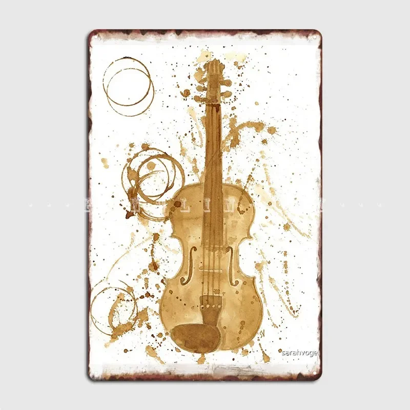 Coffee Violin Metal Sign Classic Club Bar Painting Décor Club Tin Sign Poster