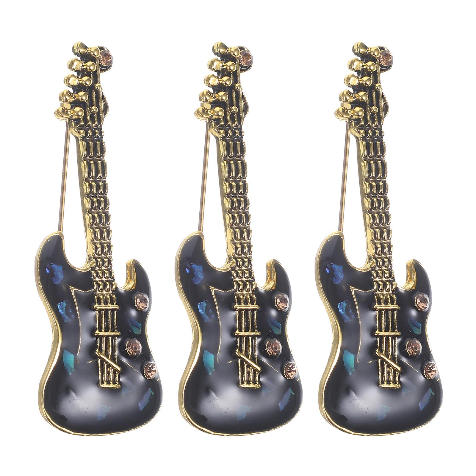 

3Pcs Electric Enamel Guitar Brooch Pins Retro Charm Unisex Clothing Accessories for Hats Shirts Jackets Instrument Brooch Pin