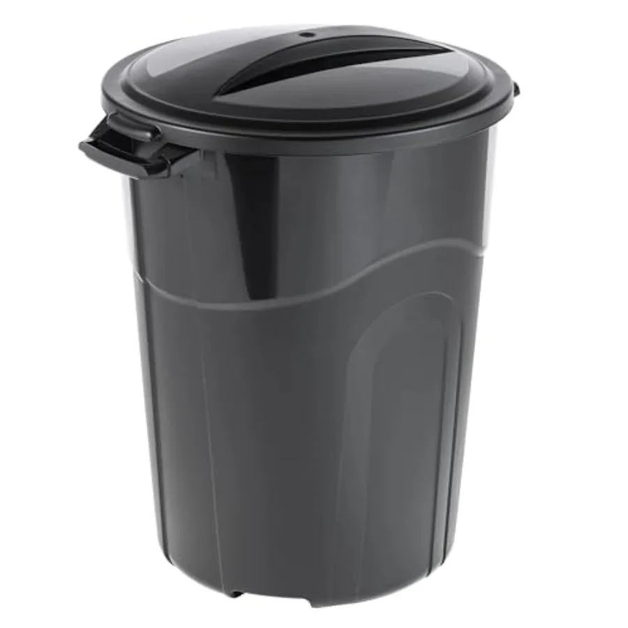 

32 Gallon Plastic Trash Can, Heavy Duty Garbage Can with Click Lock Lid, Large Sturdy Handles, Indoor and Outdoor, Black