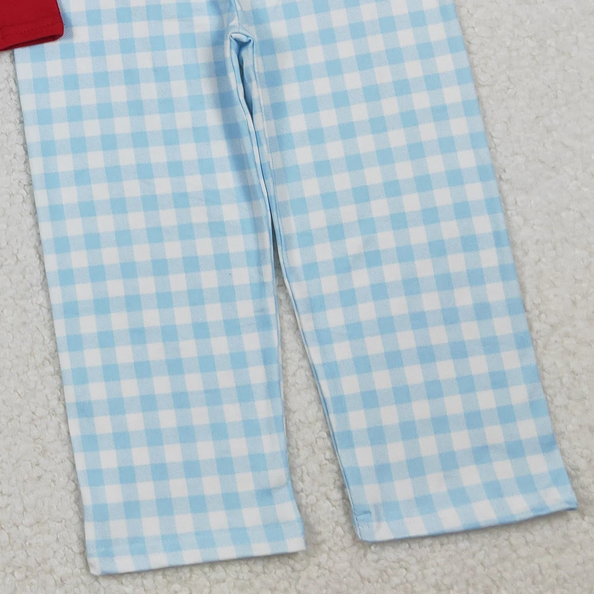 قمصان للأولاد الصغار مطرزة بالقطن الأحمر "I Love Dad" وسراويل مربعة طقم ملابس منقوشة لملابس الأولاد الصغار