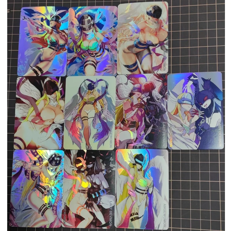 Angewomon Flash Card Digimon Adventure Anime Girl Lady Devimon Diy Refractive Series Anime Peripheral Game Collection Card Gifts