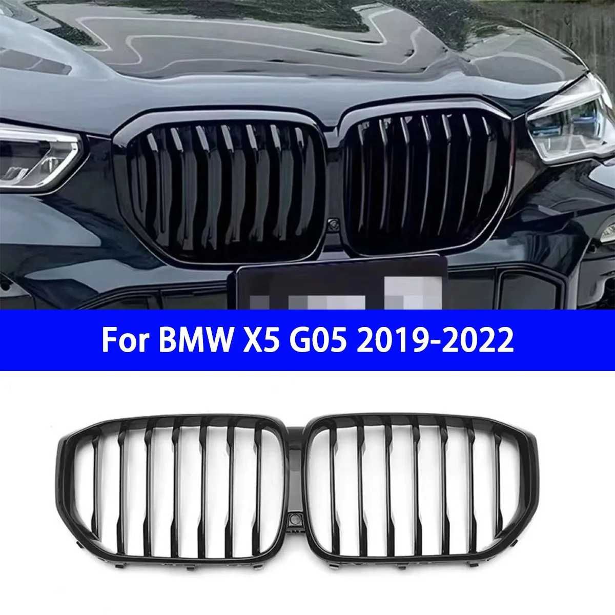 

Suitable for BMW X5 G05 2019-2022 Single Line Glossy Black Model with Blackened Grille