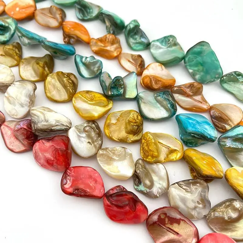 Natuurlijke Schelp Kralen Freeform Vorm Losse Steen Voor DIY Ketting Armband Oorbel Sieraden Maken Spacer Strand 15"