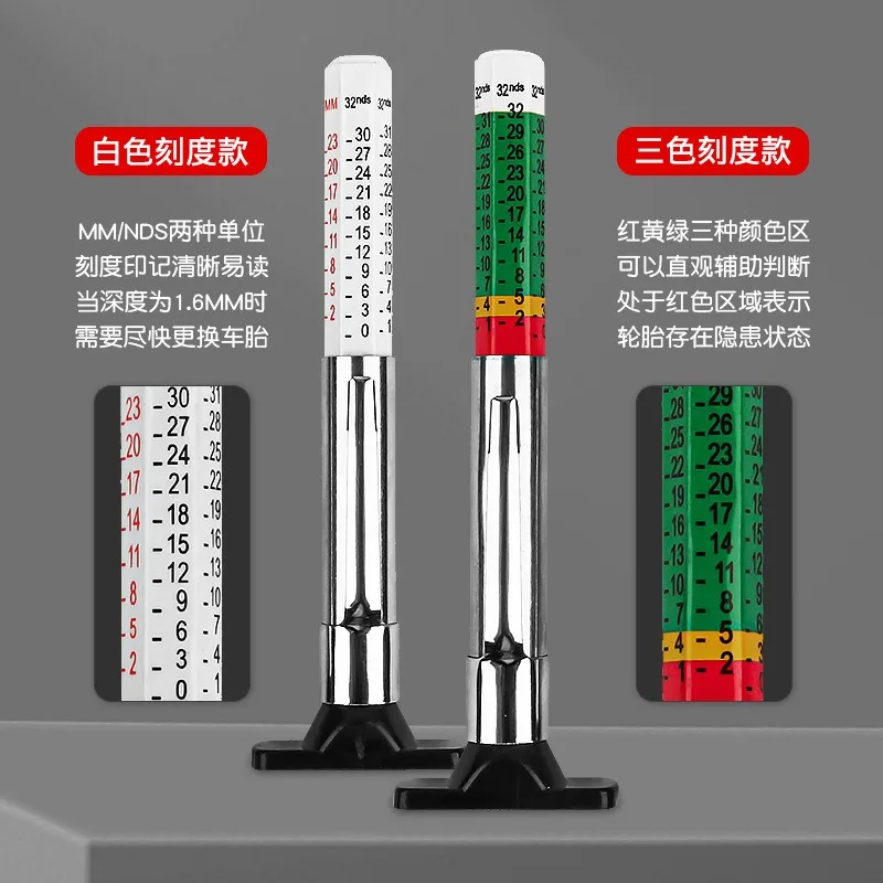 Auto Tire Tread Depth Gauge, Precision Measuring Tool for Checking Automobile Tire Tread Thickness