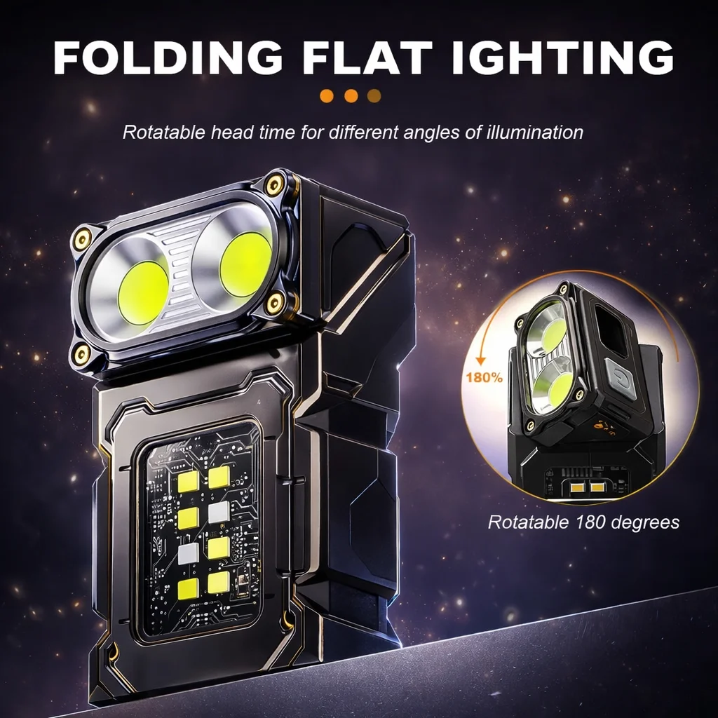 Mini Portable LED Flashlight with Side COB Light Magnetic Tail USB Rechargeable Torch for Camping Outdoor Emergency Work Lightin
