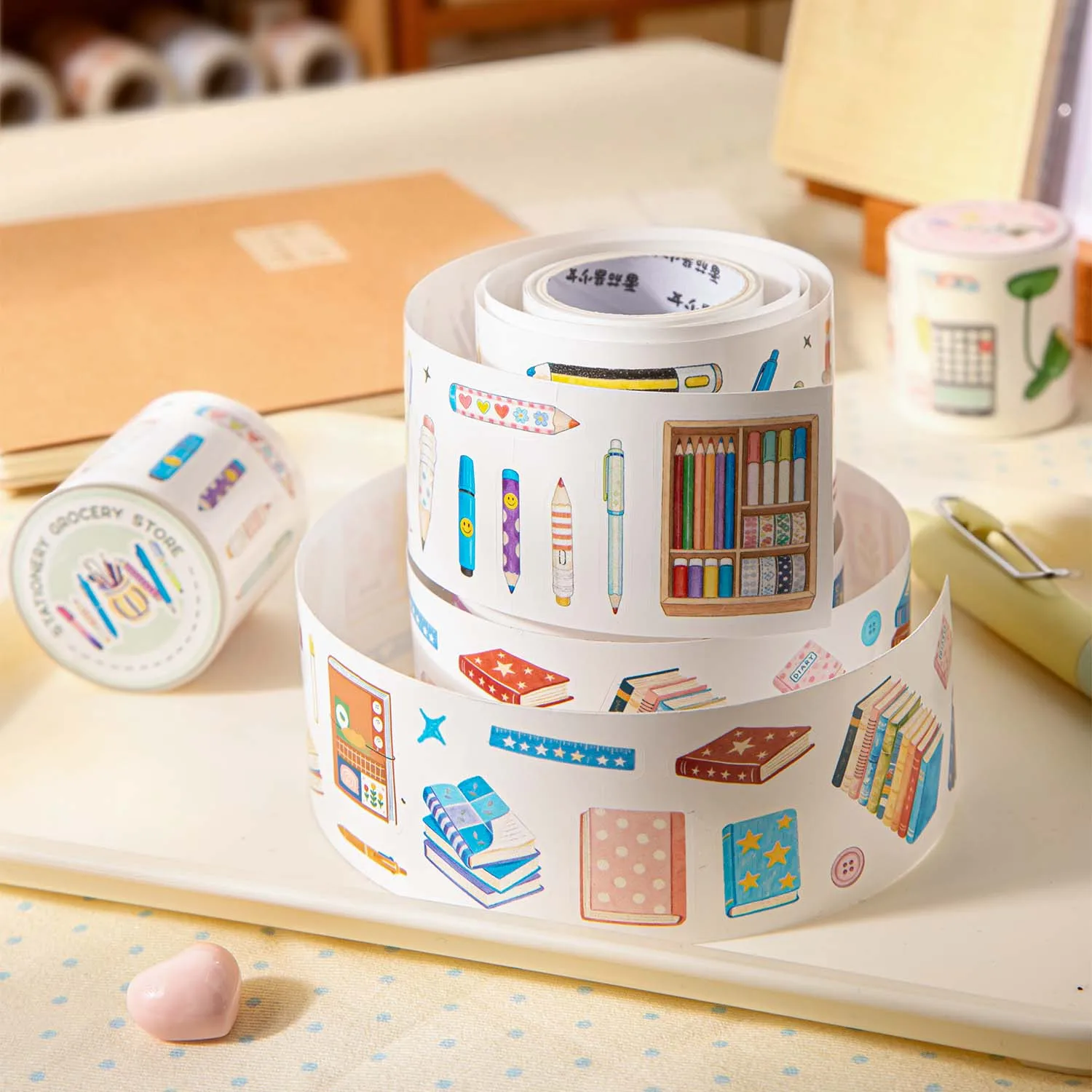 Stationery and Grocery Store Series Vintage Book Pen Landscape Tape Creative DIY Journal Material Collage Stationery