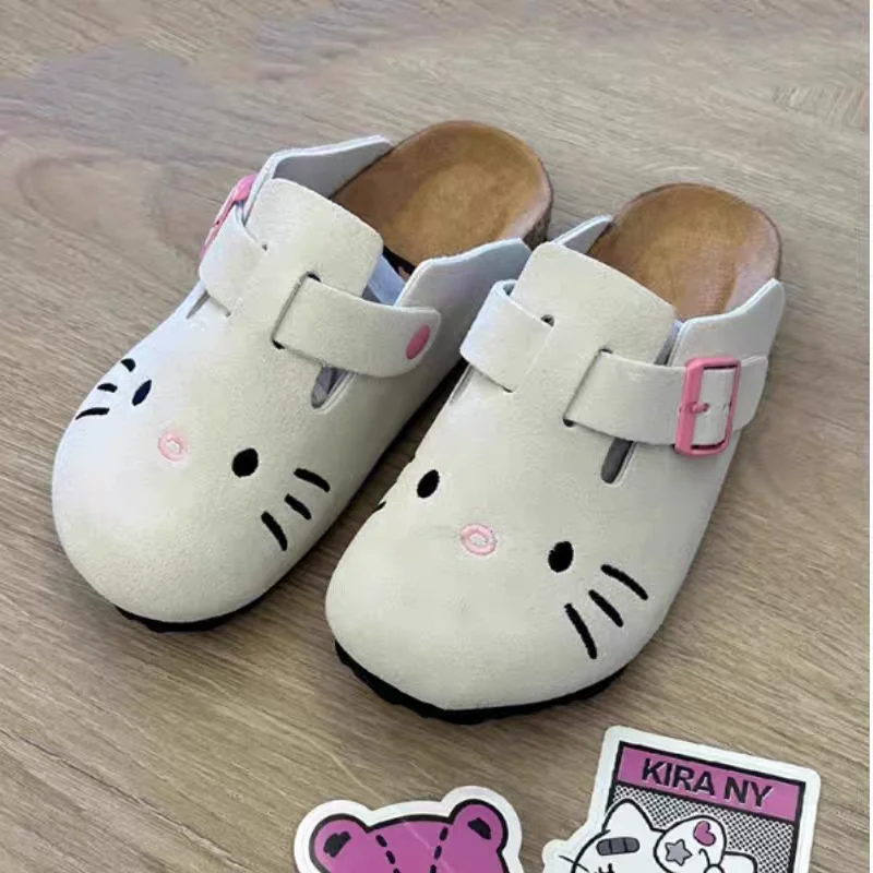 

Sanrio Hello Kitty Cat Anime Slippers Summer Cute Female New Thick Sole Flat Shoes Sweet Cartoon Outdoor Anti Slip Slippers Gift