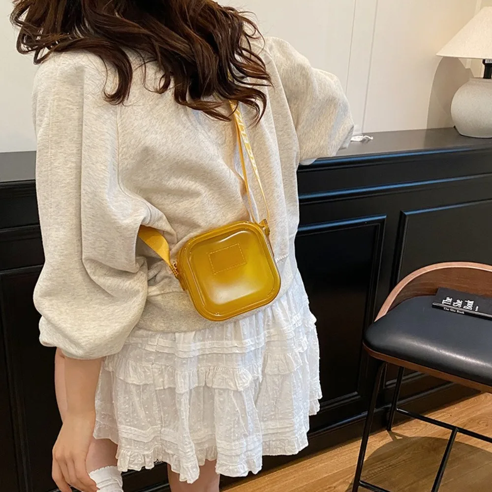 

New PVC Messenger Bag Waterproof Transparent Jelly Shoulder Bag Solid Color Lipstick Key Storage Bag Gift