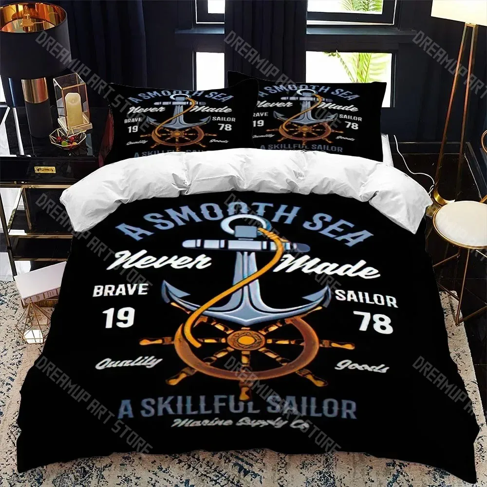 3D Printed Nautical Series Shower Bedding Set for Boys Girls Duvet Cover Pillowcase Twin Queen King Full Single Double Sizes