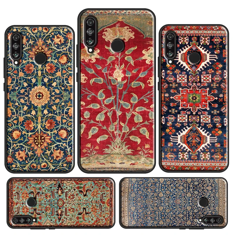 Persian Carpet Floral Pattern Case For Huawei P30 Pro P50 P40 P20 Lite Nova 9 5T Cover For Honor X8 X7 X9 50 Lite 70