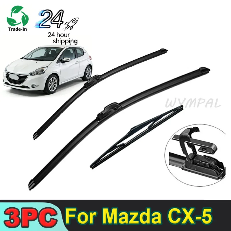 

3pc Wiper Front & Rear Wiper Blades Set For Mazda CX-5 CX5 KE 2012 - 2017 Windshield Windscreen Window Brushes 24"+18"+14"