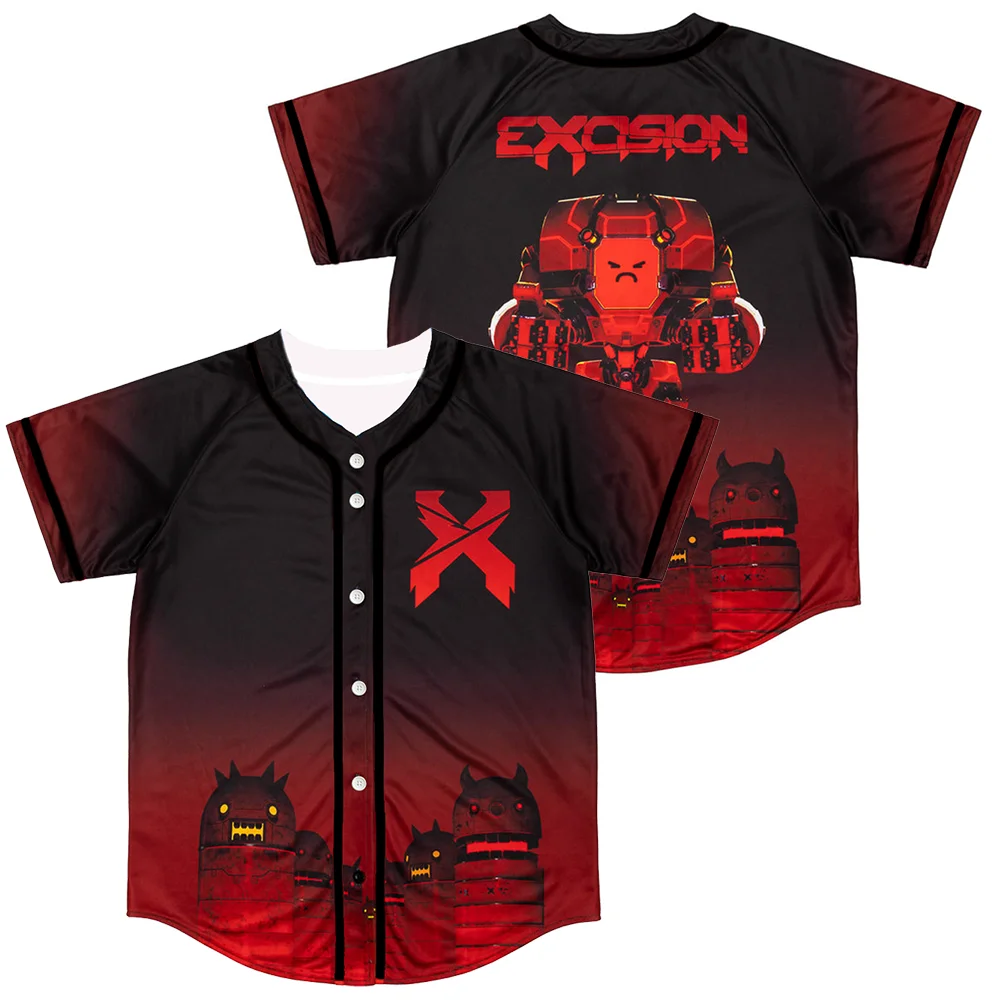 Excision Merch Home Robot Baseball Jersey Harajuku Thin button Baseball Uniform Baseball Jersey For EDM