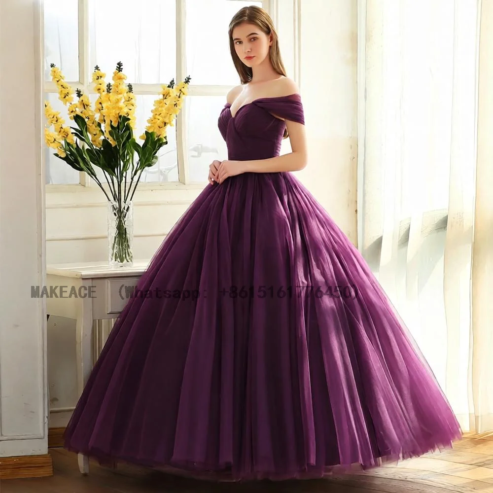 BEPEITHY Customized Off The Shoulder Ball Gown Long Evening Dress Party Elegant 2023 Robe De Soiree Purple Princess Prom Dress