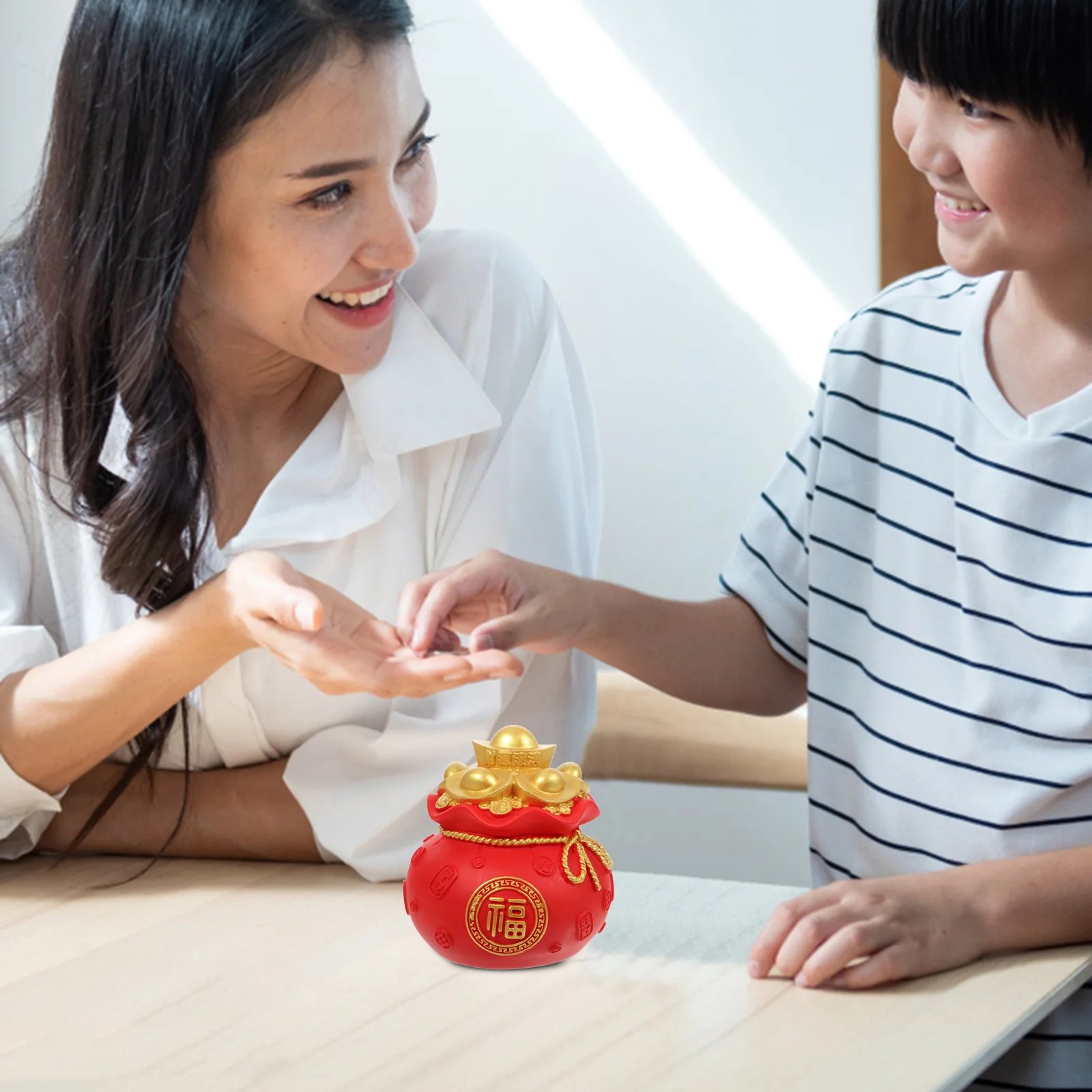 

Chinese Style Piggy Bank Resin Luck Bag Shaped Money Storage Jar Desk Decoration Coin Holder Saving Box Piggy Bank