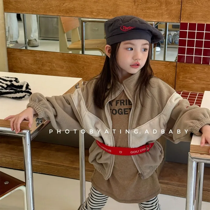 

Children Long Sleeve Casual Coat Winter Girls Thick Warm Coat Baby Boys Fleece 2025 Autumn New Zipper Jacket Kids Clothes