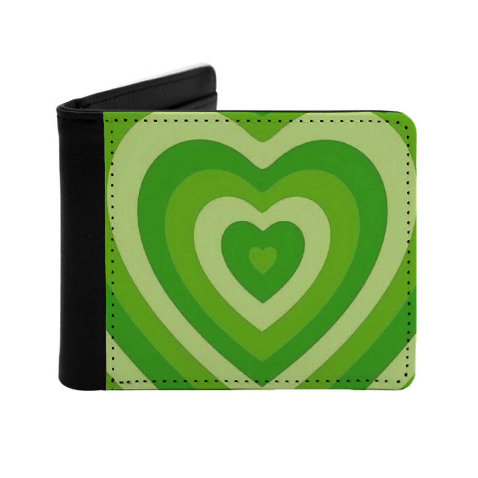 

Green Hearts Men Wallets Card Man Wallet Short Purse Bi-Fold Personalized Purses Green Hearts Heart Love Aesthetic Pattern