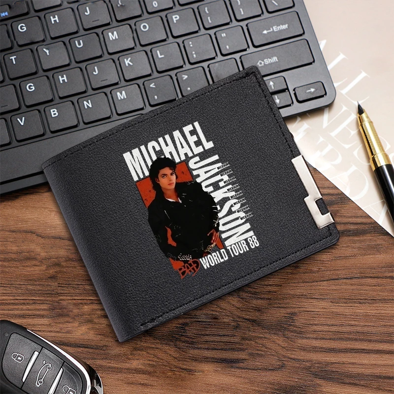 Vintage Michael Jackson Graphic Leather Wallet Fashion Printed Bank Card Storage Bag Woman's Man's Business Bags Coin Purse Gift
