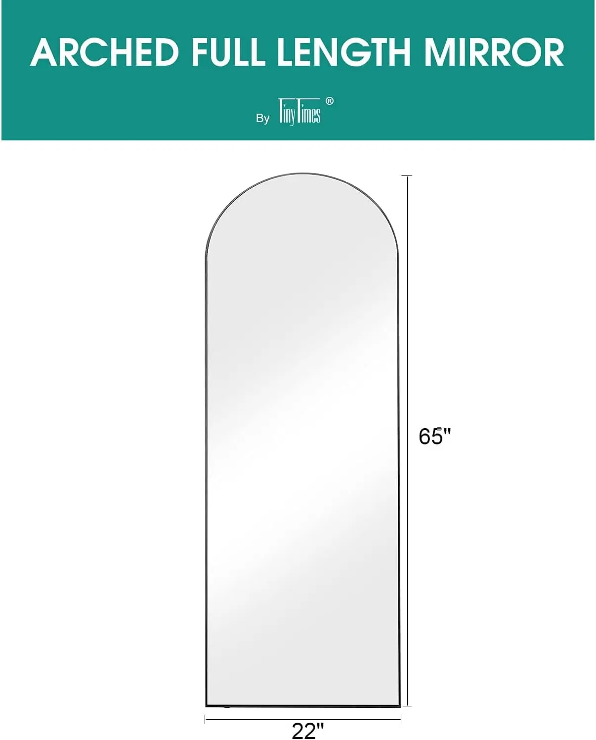 Eigentijdse vloerstaande gebogen spiegel over de volledige lengte, 65x22, moderne wandspiegels voor volledige lichaamsreflectie, stijlvol woondecoratie