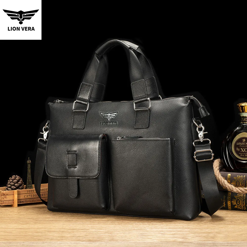 lion-vera-leather-men-laptop-bag-156-inch-genuine-leather-business-bag-male-briefcases-work-tote-with-strap-male-messenger-bag
