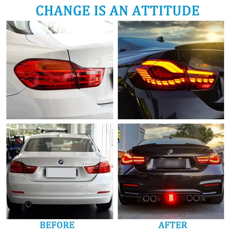 Rear Fog Lamp + Brake Lamp + Reverse + Dynamic Turn Signal Car LED Tail Light For BMW M4 F32 F33 F36 F82 F83 4 Series