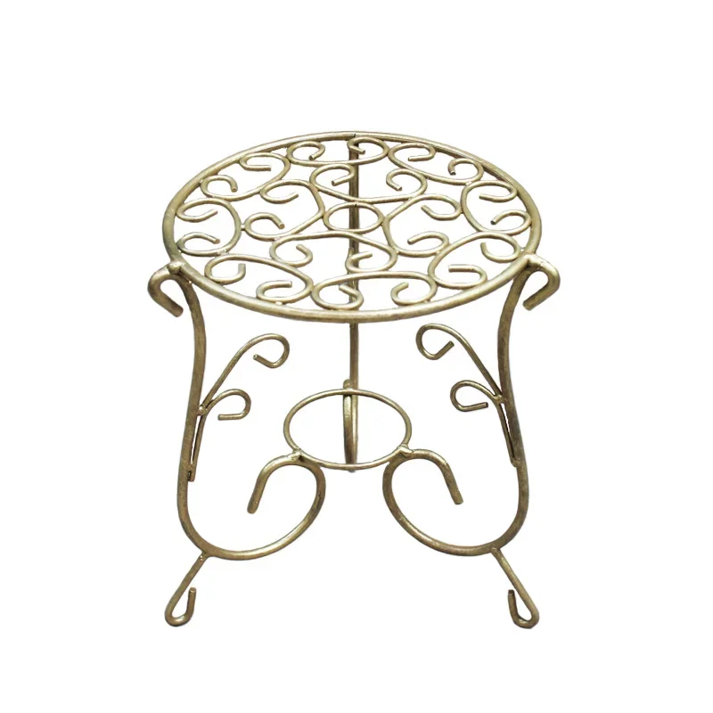 Solid floor-to-ceiling wrought iron flower stand, ground potted plants, flowers, green plants, round flower stool, baking paint,