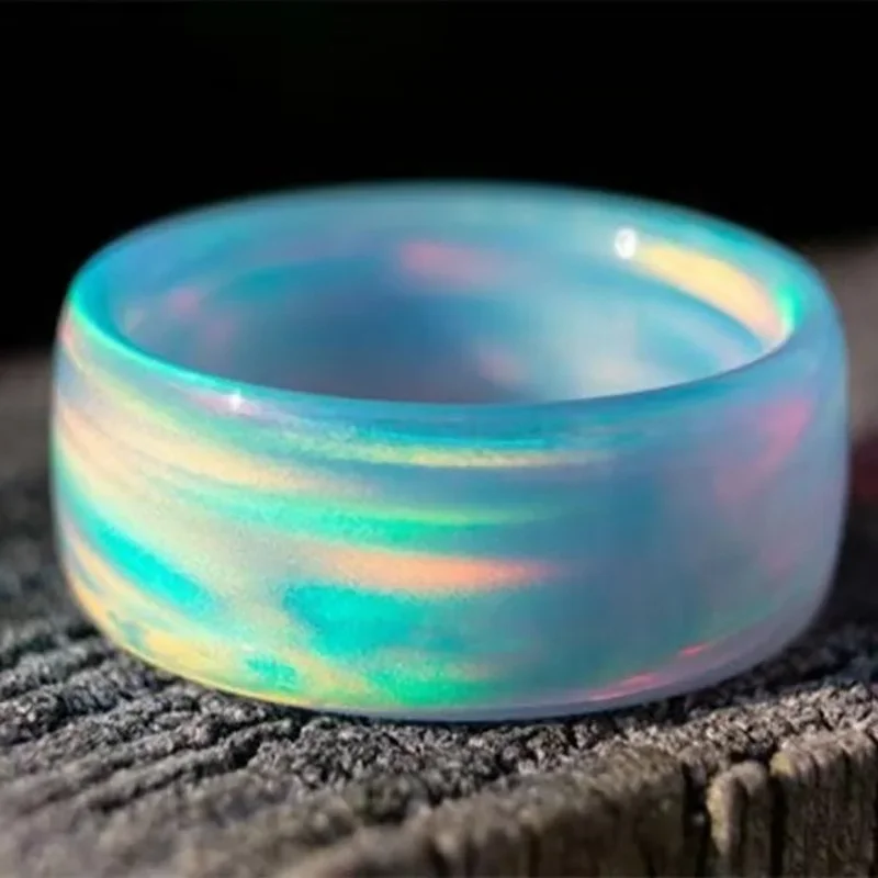 New Colorful Rainbow Acrylic Ring for Women Men Resin Geometric Finger Ring Wedding Valentine's Day Gift Jewelry Accessories