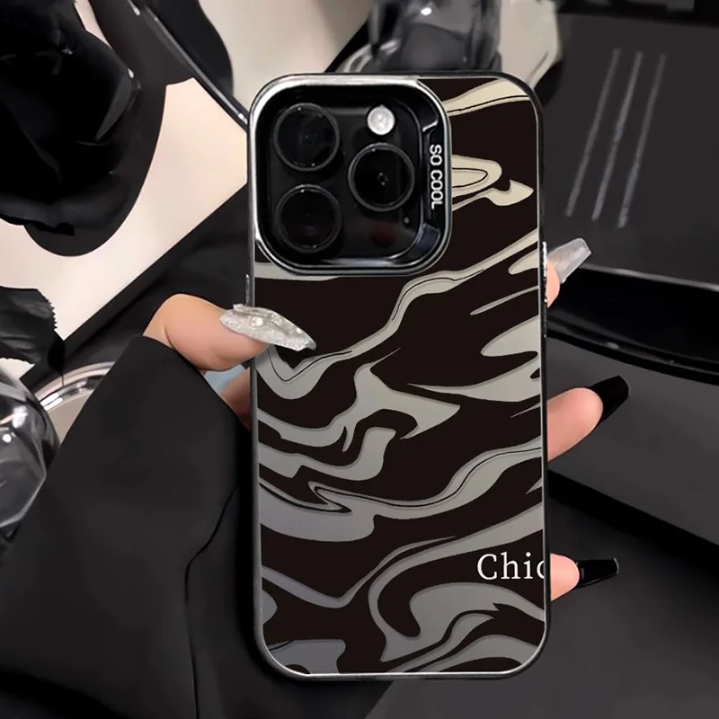 

Fashion Zebra Stripe Phone Case For iPhone 13 Case iPhone 15 14 11 12 16 Pro Max Shockproof IMD Electroplate Silver Cover Bumper
