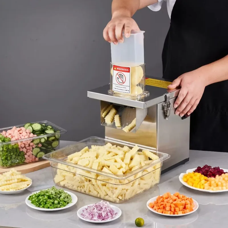 

Коммерческая электрическая машина для нарезки кубиками 220 В для гранулированной моркови, редиски, лука, картофеля, нарезанных полосок овощей, резки для кухни