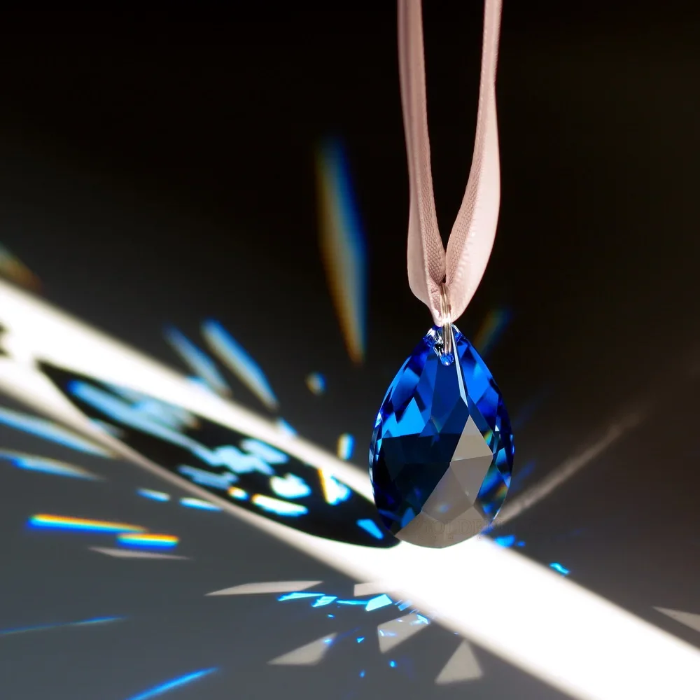 Camal 5Pcs 50mm Suncatcher Crystal Glass Art Faceted Prisms Hanging Teardrop Chandelier Parts Pendant DIY Ornament Wedding Decor