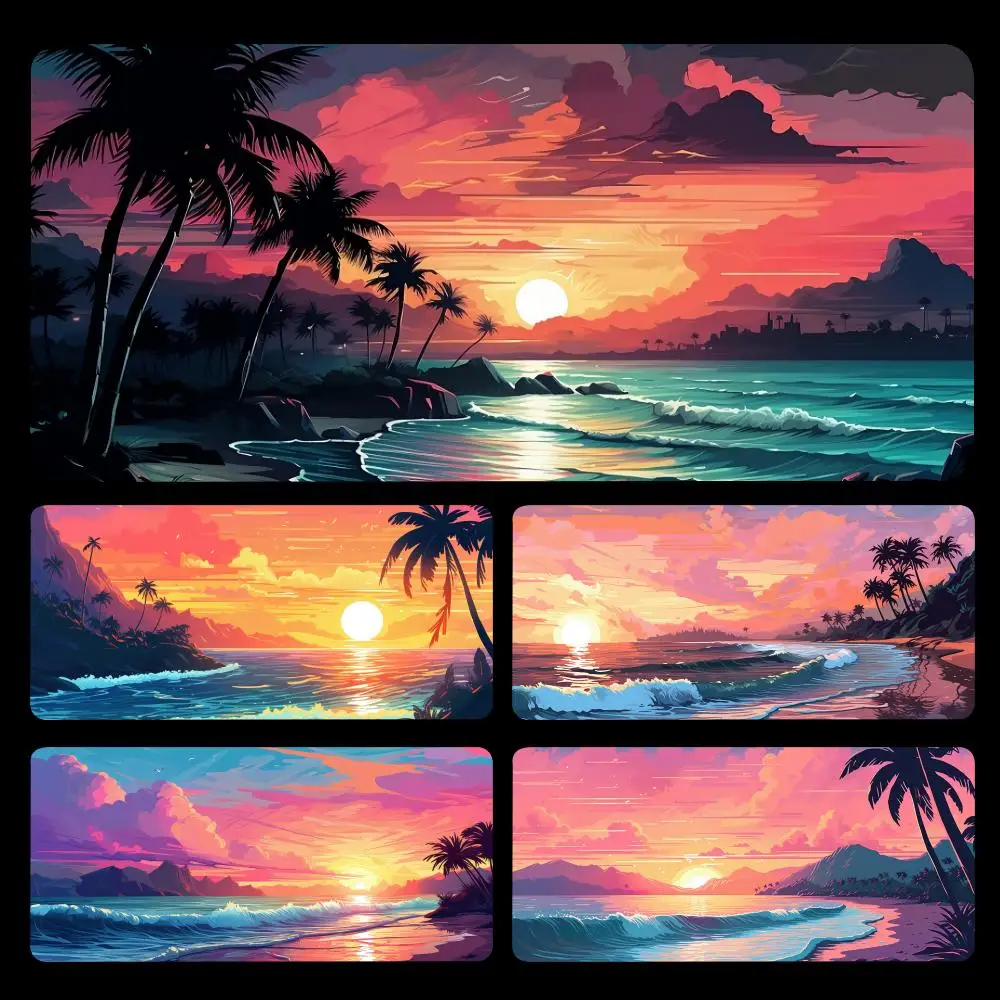 

Anime Tropical Beach Mousepad Large Gaming Mouse Pad LockEdge Thickened Computer Keyboard Table Desk Mat