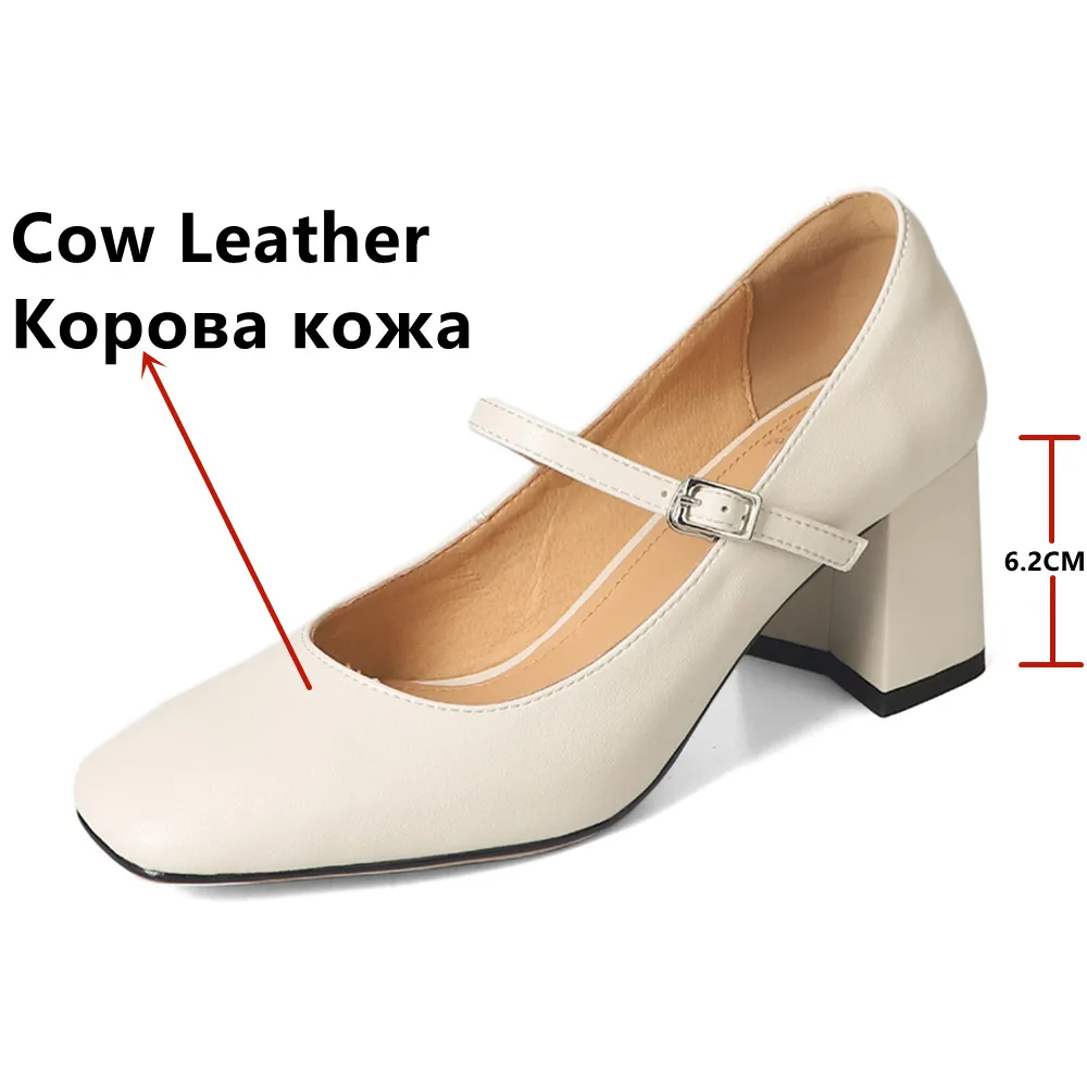 FEDONAS Thick High Heels Women Pumps Spring Summer Genuine Leather Mary Janes Shoes Woman Elegant Buckle Strap Office Lady 2024