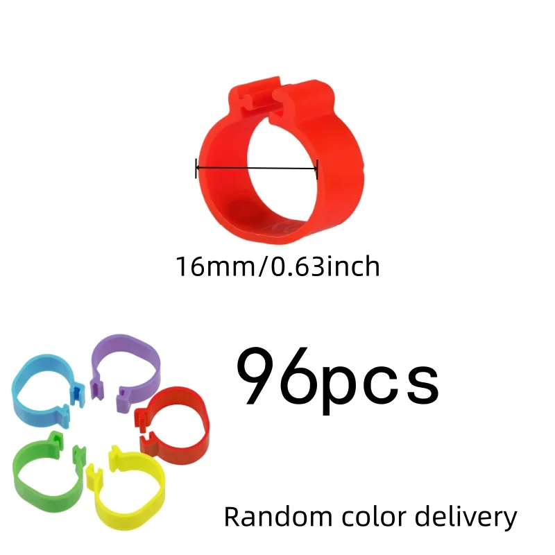 96 pcs Plastic Bird Leg Bands for Turkey Poultry Banding, Comfortable Leg Fit, Durable Plastic Material, Random Color