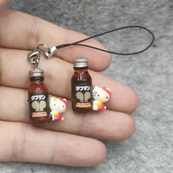 Kawaii Hello Kitty Wine Bottle Pendant Sanrio Cartoon Anime Mini Creative Mobile Phone Chain Backpack Zipper Decoration Gifts