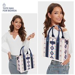 Bohemian Ethnic Print Women's Tote Bag, Large Capacity Canvas Crossbody Shoulder Handbag For Daily Use And Shopping