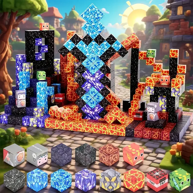 Blok Piksel Magnetik, Perlengkapan Pembuatan STEM, Aktivitas Bebas Layar, Proyek Kerja Berpasukan, Hadiah Ulang Tahun Kreatif untuk Anak Laki-Laki Usia 3+ Tahun