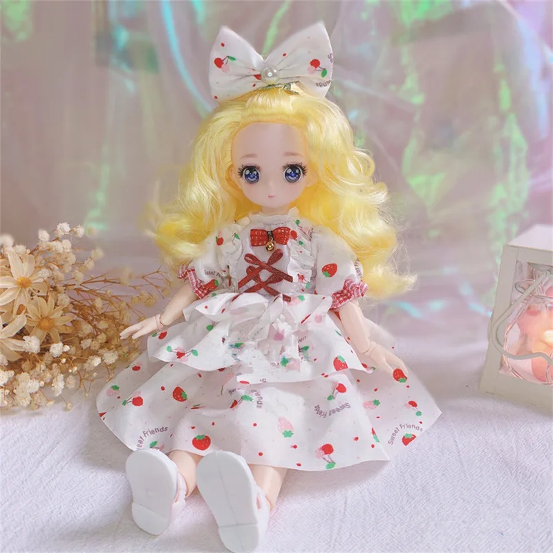 New Arrival 1/6 Bjd Doll 28cm Anime Doll Set with Clothes Suit Dress Up Toys for Children Girls Gift