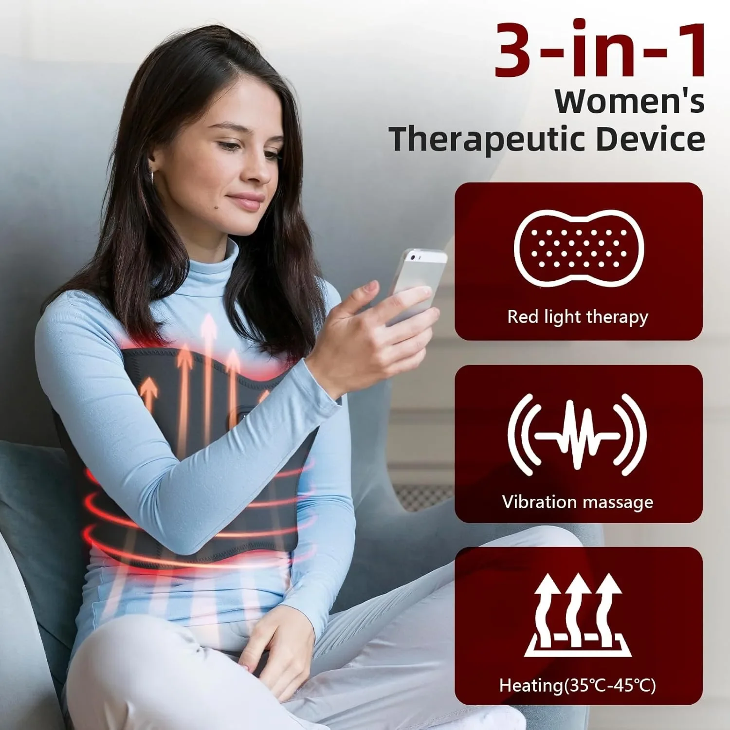 Breat Massager 136 Diodes Red Light Therapy Device for Chest Breast Hyperplasia Lift Enlarge Breast Enhancement Hot Compress
