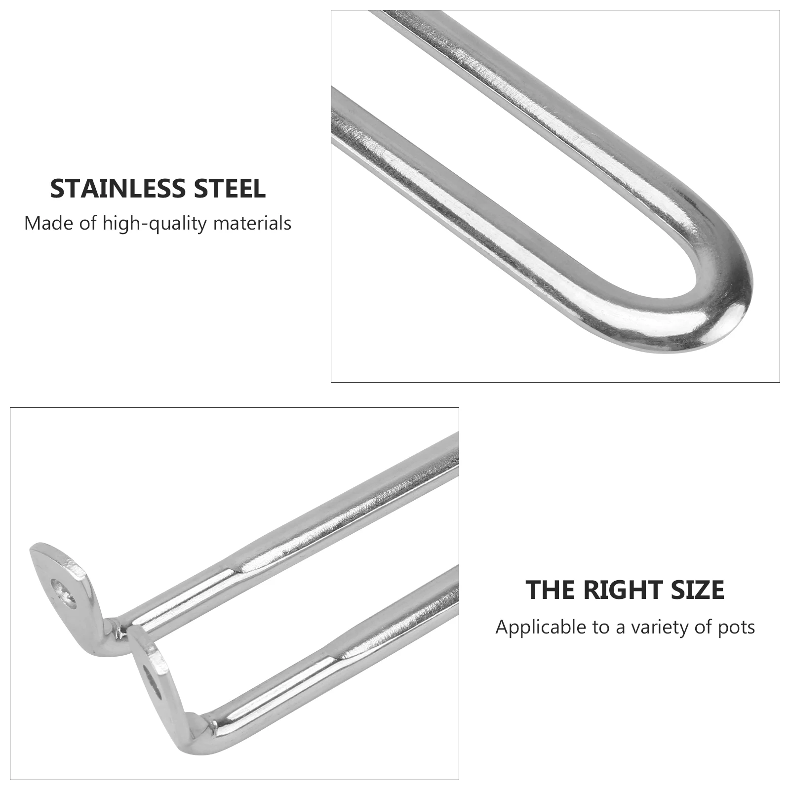 

4Pcs Ergonomic Stainless Steel Pot Handles Durable AntiScald Milk Pan Grips Kitchen Utensils Accessories Silver Long