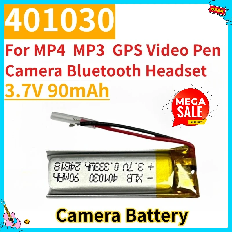 

New Replacement Rechargeable Battery 3.7V 90mAh 401030 for MP4 MP3 GPS Video Pen Camera Bluetooth Headset