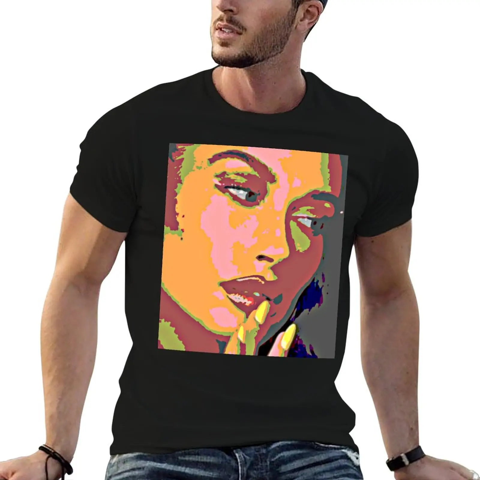 

Hailey Bieber portrait artwork T-Shirt man tshirt t shirts for man pack white T-Shirt