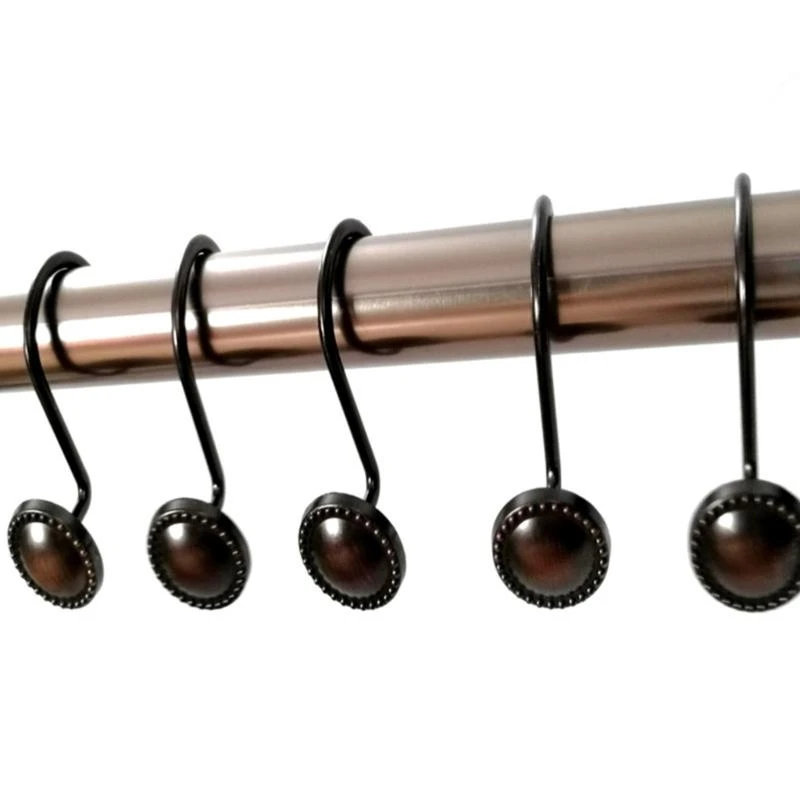 

12PCS Shower Curtain Hooks Decorative Bathroom Drapery Rings Stainless Hangers