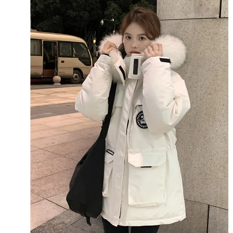 Women Pink Down Jacket Coat Fashion Stand Collar Solid Windproof Duck Down Feather Female Puffer Winter Brown Short Outwear 2023