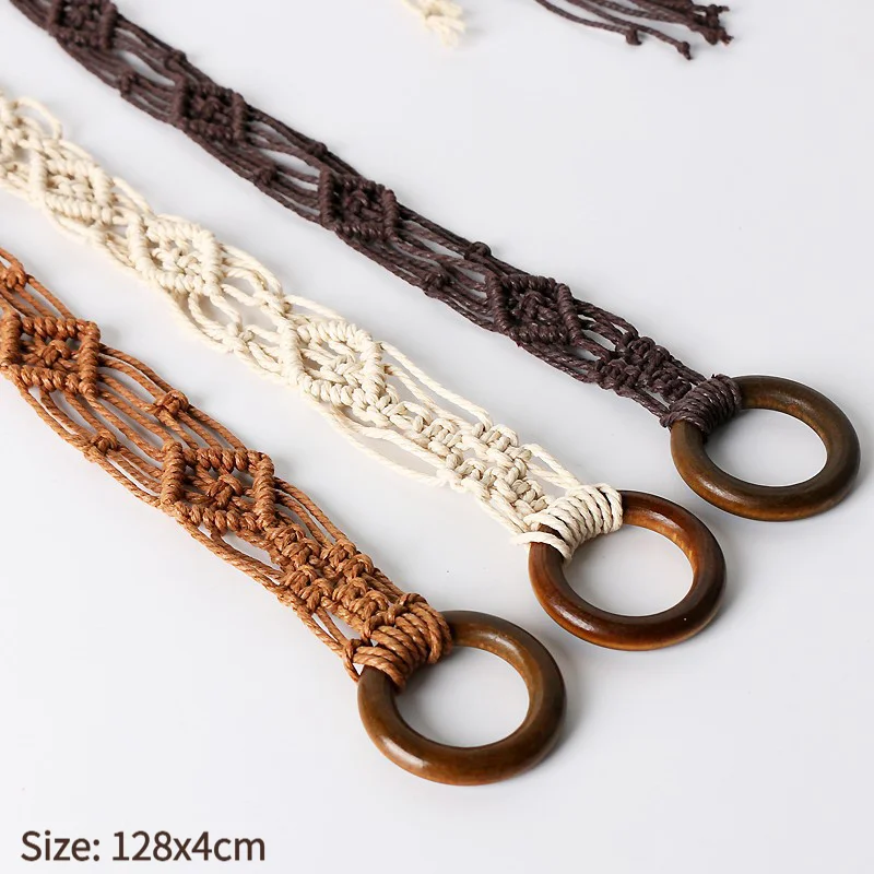 1Pc Weaving Tassel Waist Rope For Women Versatile Dress Decoration Korean Knotted Thin Waist Rope Wax Thread Knotted Waist Belt.