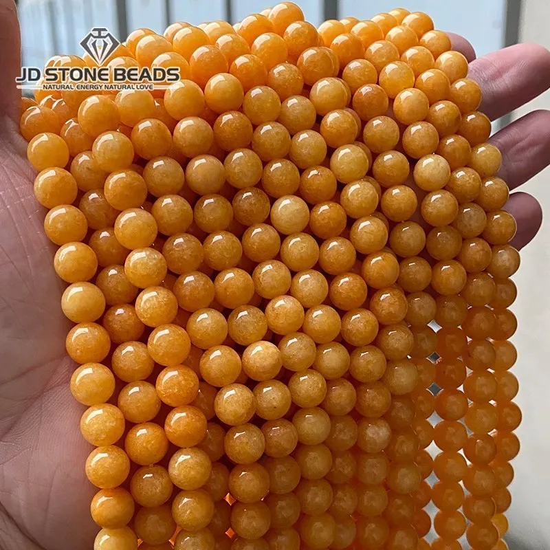 Dyed Color High Quality Orange Chalcedony Beads Smooth Loose Spacer Bead For Jewelry Making Diy Bracelet Necklace Accessories