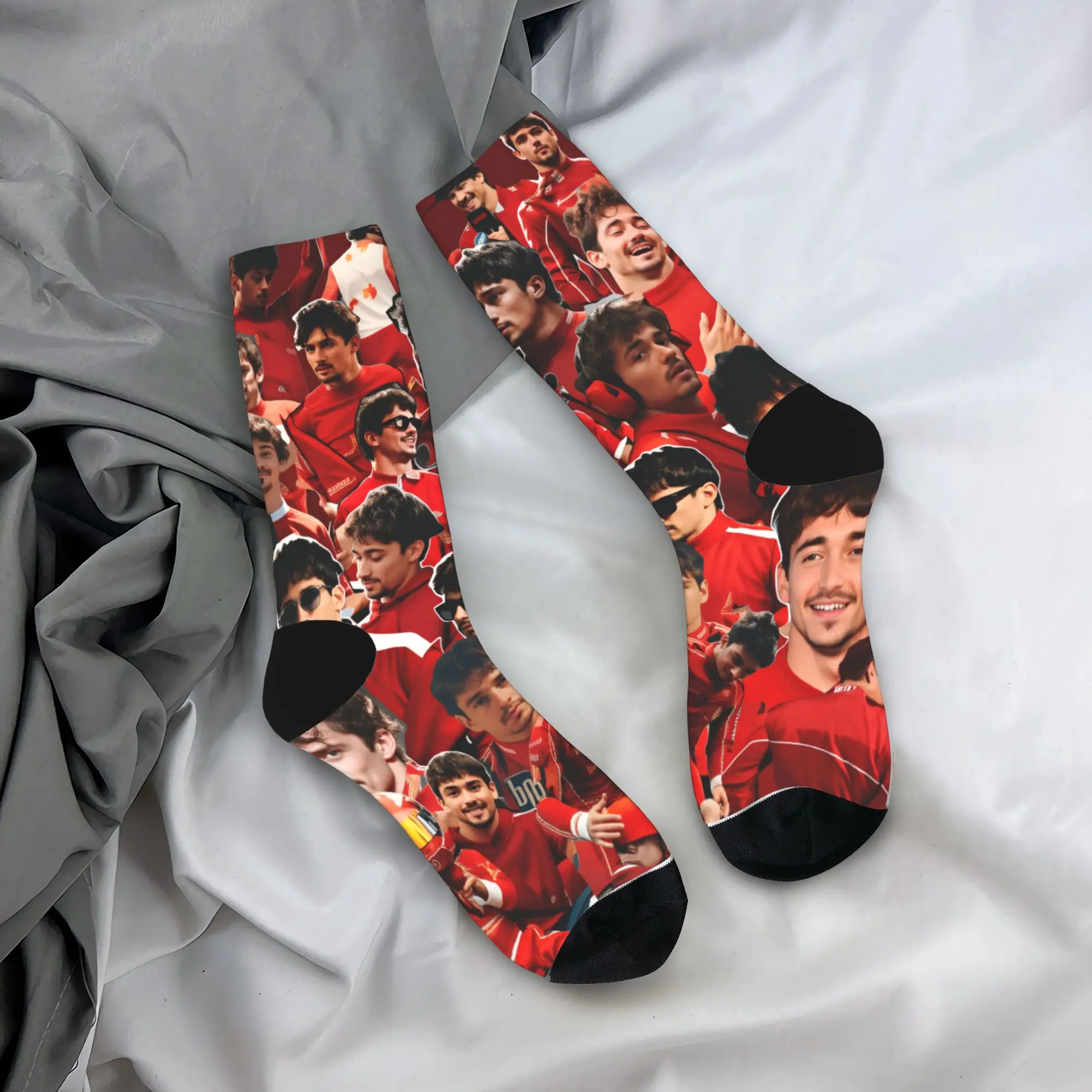 Couple Socks Charles Leclercs  Stockings Anti-Slip Soft Breathable Socks Spring Gothic Graphic Skateboard Socks