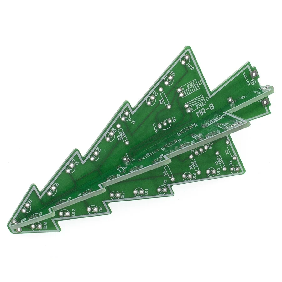 DIY ชุดอิเล็กทรอนิกส์ 3D ต้นคริสต์มาสบัดกรีฝึกอิเล็กทรอนิกส์วิทยาศาสตร์ชุดประกอบ 7 สีกระพริบ LED PCB