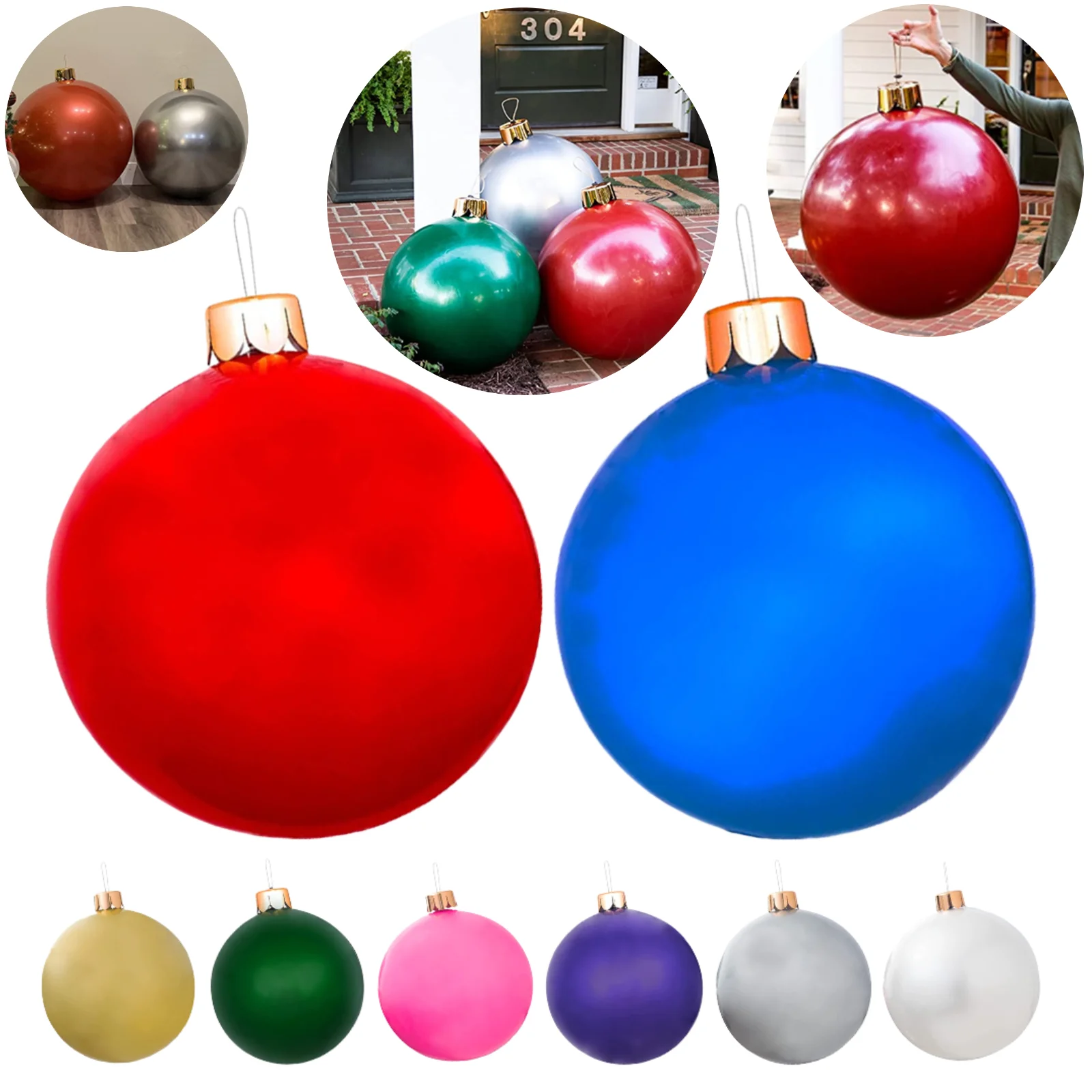 

Christmas Inflatable Ball 8 Colors PVC Decorated Ball Without Light Inflatables Toys Large Balls for Yard Lawn Porch Tree