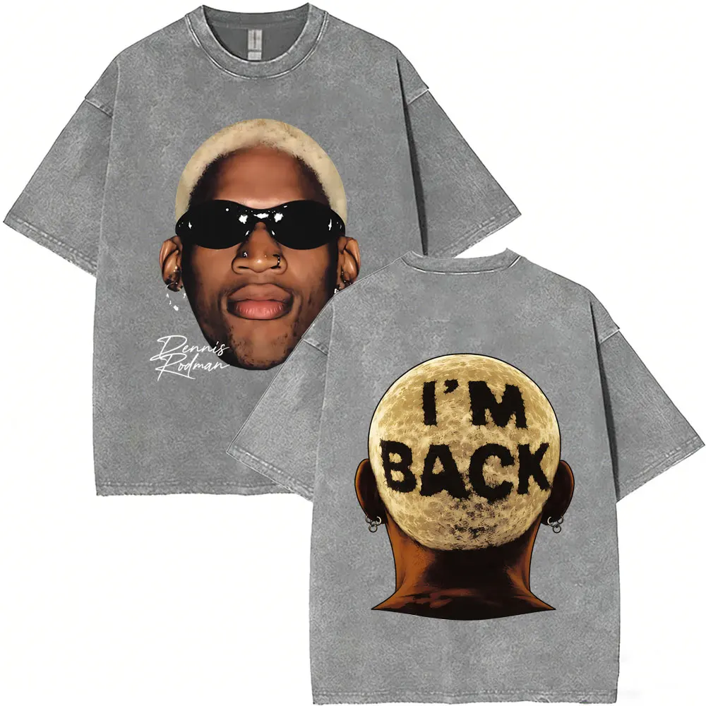 Washed Vintage The Worm Dennis Rodman I'm Back T-shirt Men Women Fashion Hip Hop Oversized T Shirts Male Rock Retro Streetwear