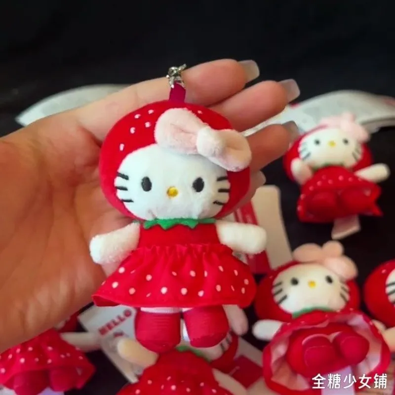 Kawaii Hello Kitty Sanrio Student Cute Cartoon Plush Toy Keychain Children Schoolbag Pendant Decoration Doll  Gifts for Kids